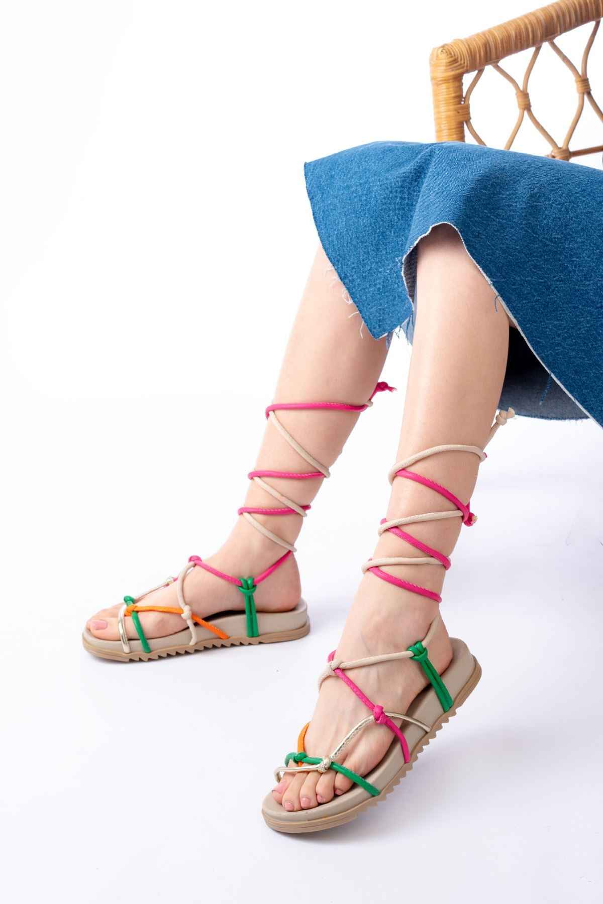 Ayakkabı Aşkı 1001-1001 Multi Bilekten Bağcıklı Kadın Sandalet