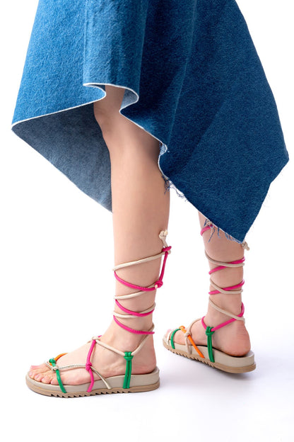 Ayakkabı Aşkı Multi Bilekten Bağcıklı Kadın Sandalet