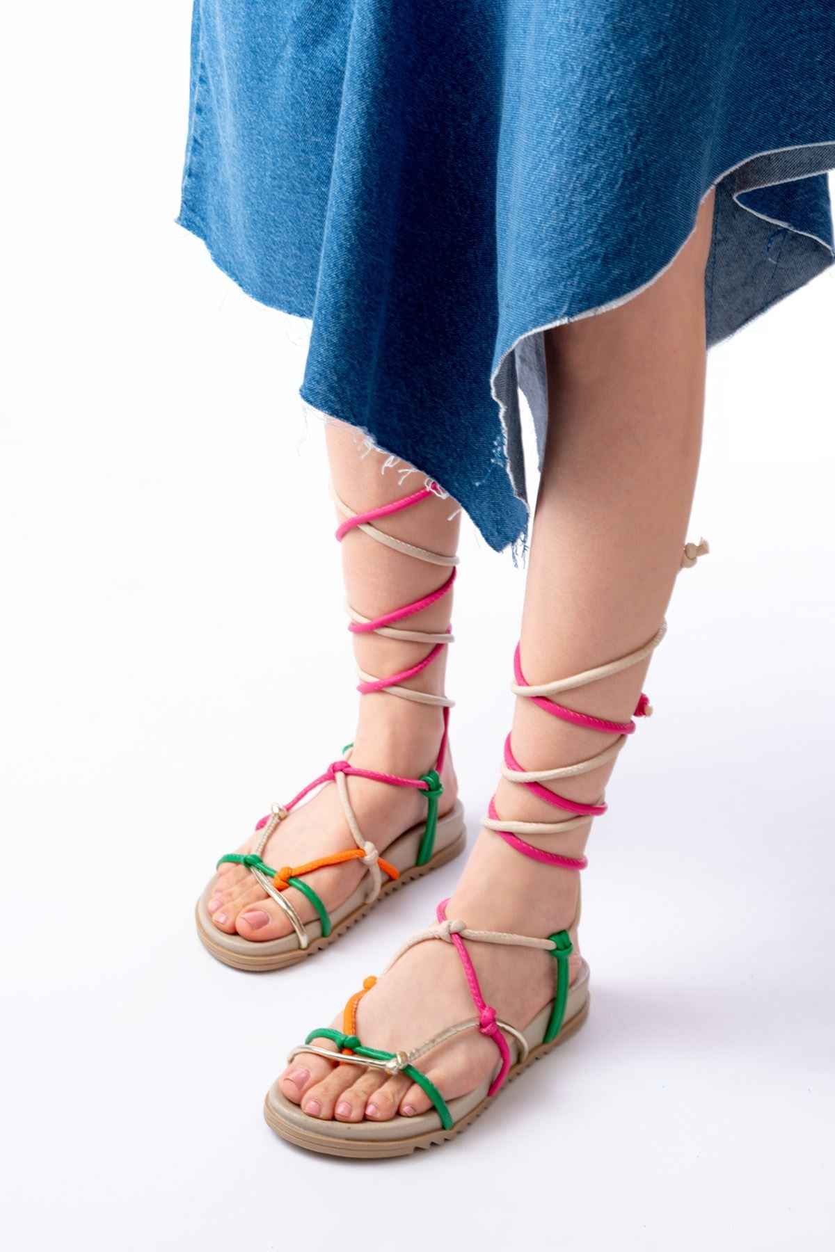 Ayakkabı Aşkı 1001-1001 Multi Bilekten Bağcıklı Kadın Sandalet