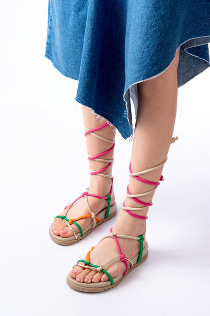 Ayakkabı Aşkı Multi Bilekten Bağcıklı Kadın Sandalet