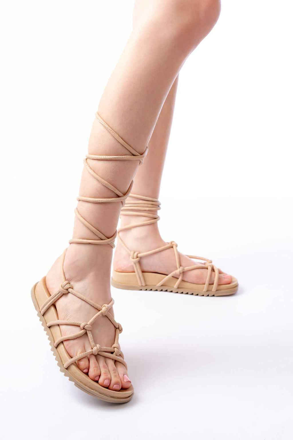 Ayakkabı Aşkı 1001-1001 Nut Bilekten Bağcıklı Kadın Sandalet