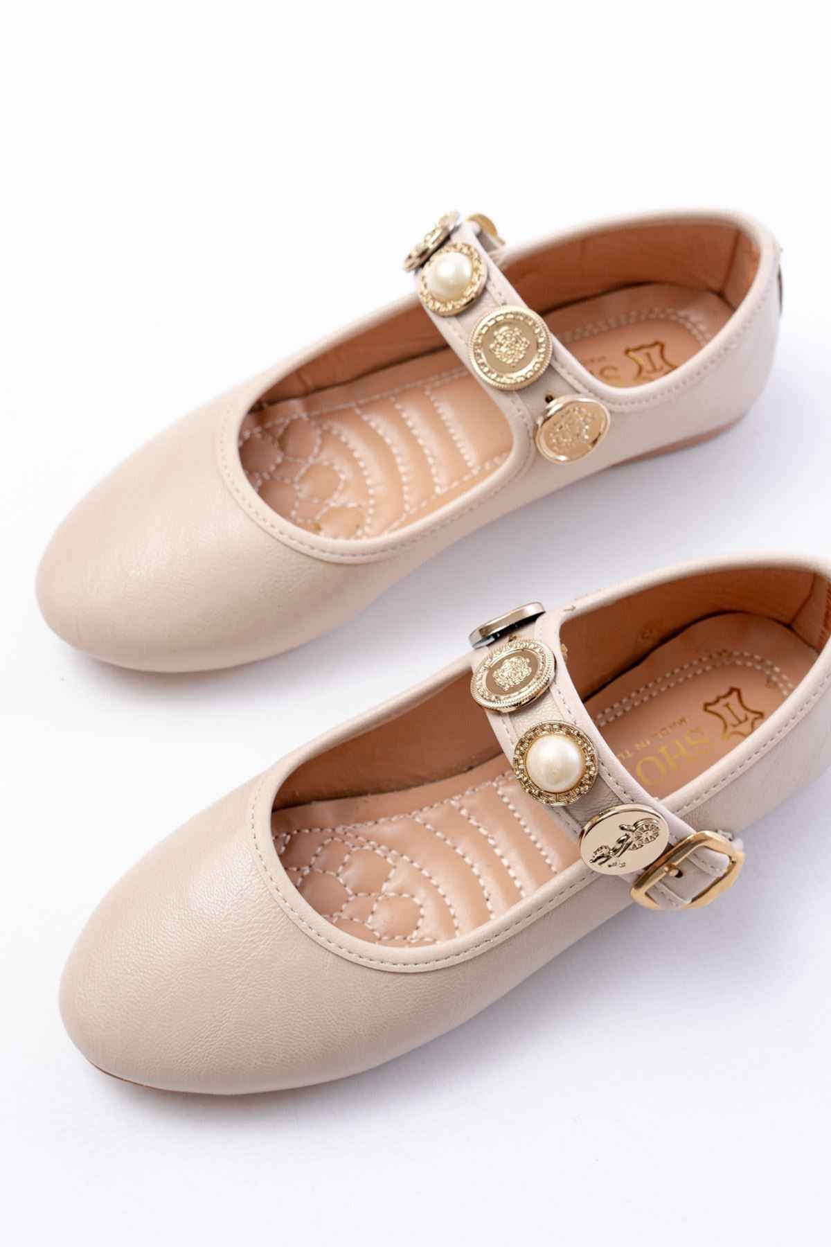 Ayakkabı Aşkı Inf-6363 Bej Baret Tokalı Günlük Bayan Ayakkabı