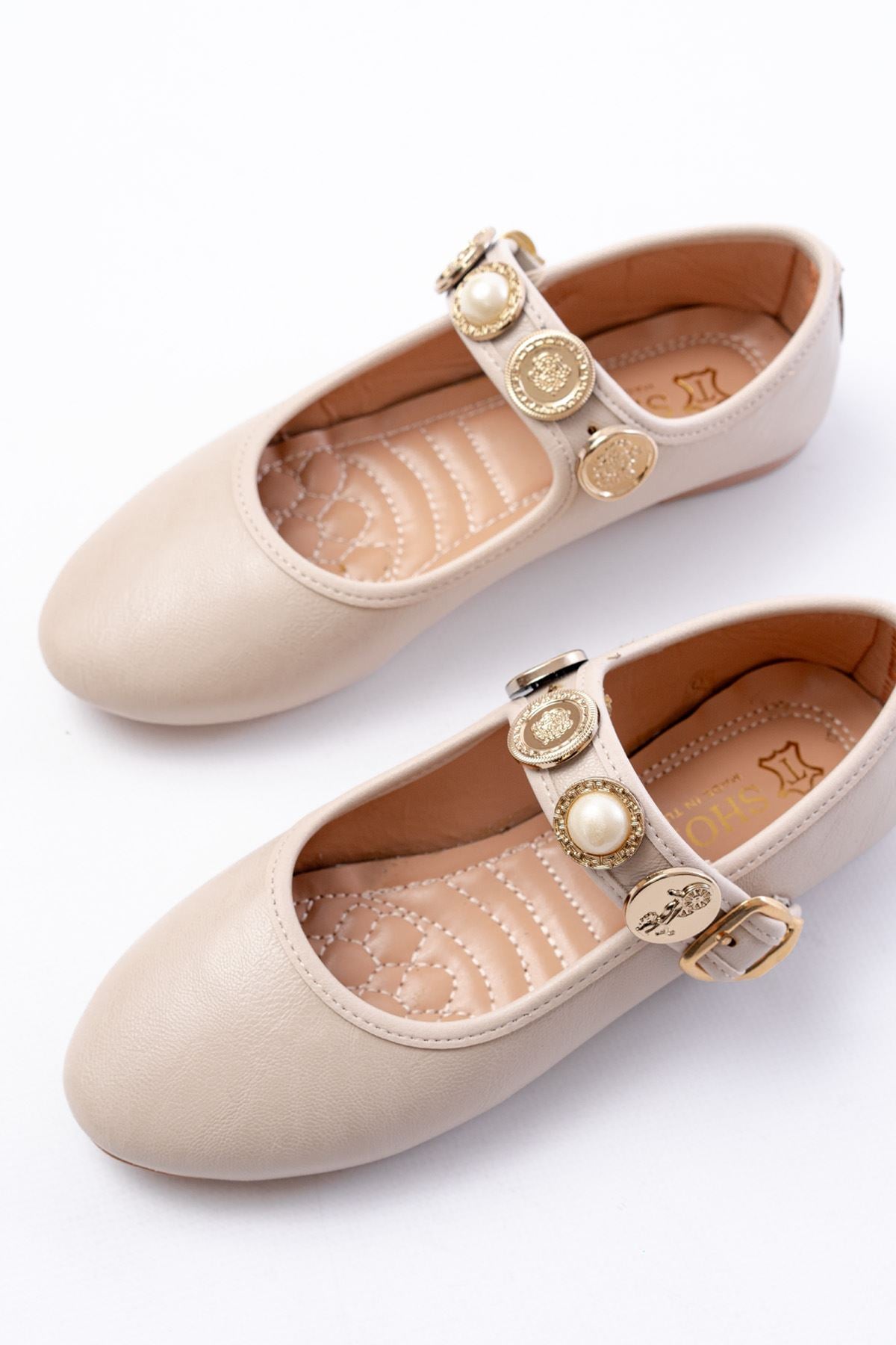 Ayakkabı Aşkı İNF-6363 Bej Baret Tokalı Günlük Bayan Ayakkabı