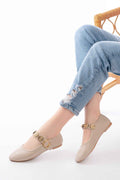 Ayakkabı Aşkı Inf-6363 Bej Baret Tokalı Günlük Bayan Ayakkabı