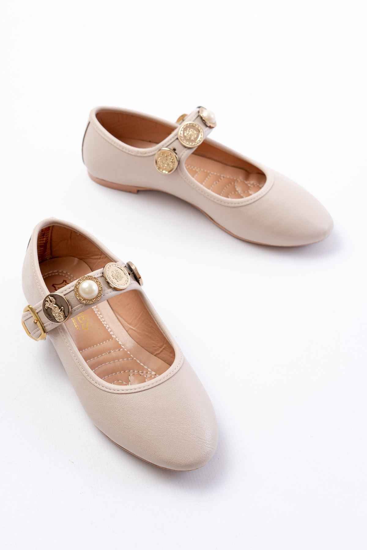 Ayakkabı Aşkı Inf-6363 Bej Baret Tokalı Günlük Bayan Ayakkabı