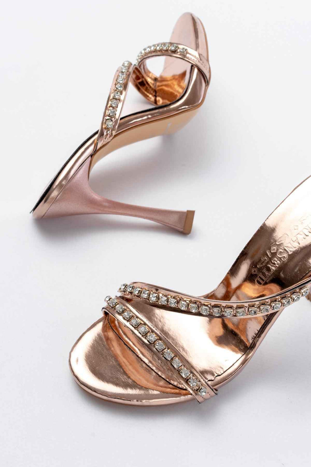 Ayakkabı Aşkı  A-60 Kadın Rose Taşlı Platformlu Topuklu Terlik