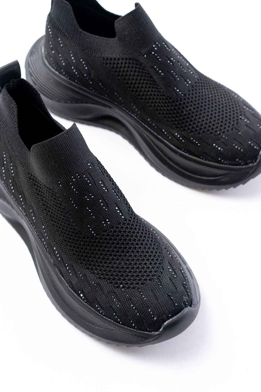 Ayakkabı Aşkı Dm-707  Siyah Fileli Faillant Taban Taş Aksesuarlı Günlük Spor Ayakkabı