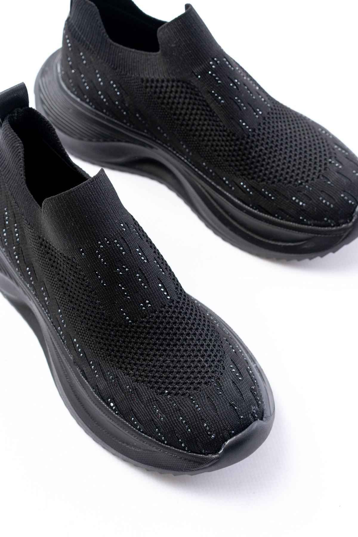 Ayakkabı Aşkı Dm-707  Siyah Fileli Faillant Taban Taş Aksesuarlı Günlük Spor Ayakkabı