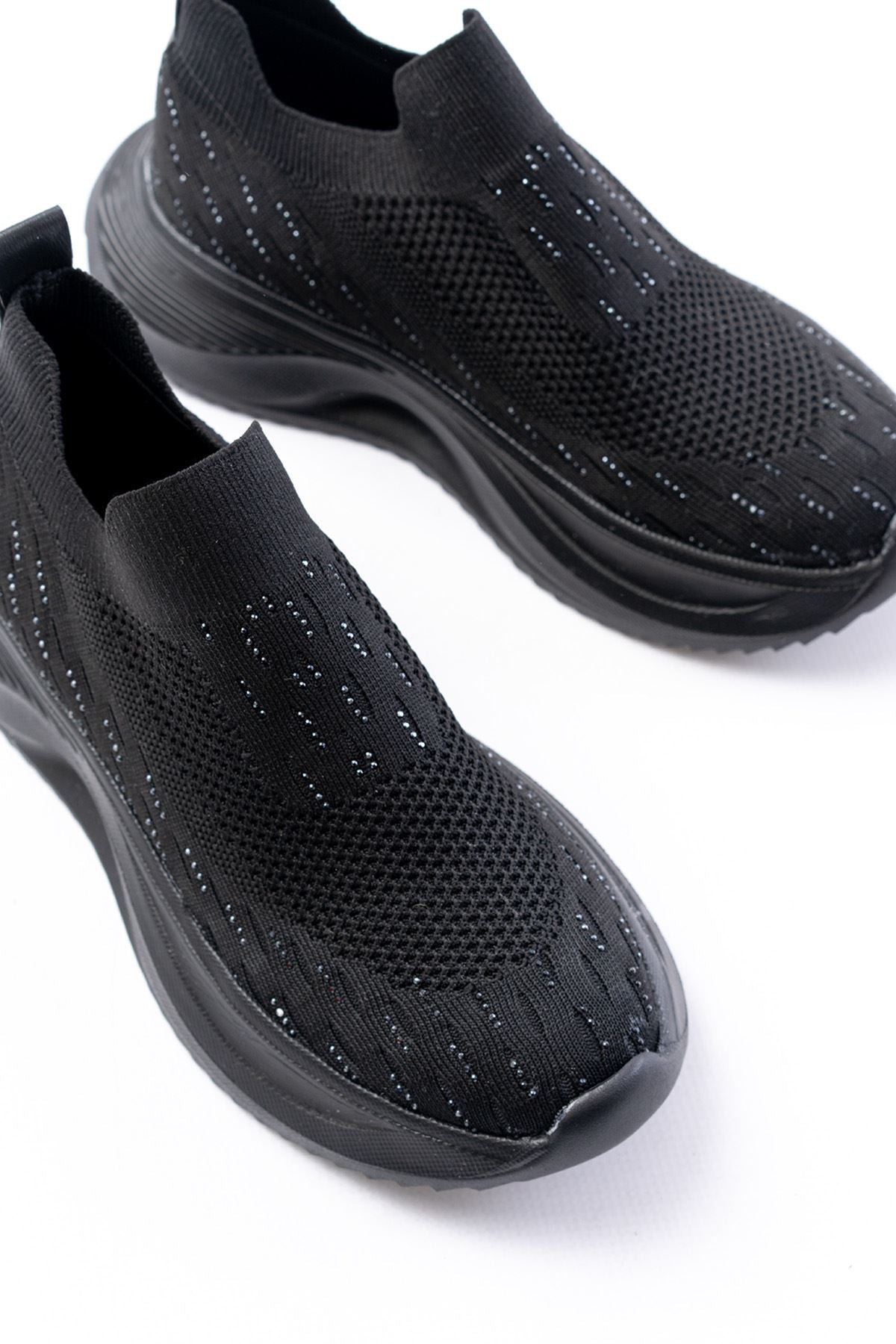 Ayakkabı Aşkı Siyah Fileli Faillant Taban Taş Aksesuarlı Günlük Spor Ayakkabı