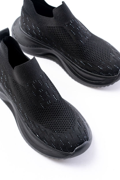 Ayakkabı Aşkı Siyah Fileli Faillant Taban Taş Aksesuarlı Günlük Spor Ayakkabı