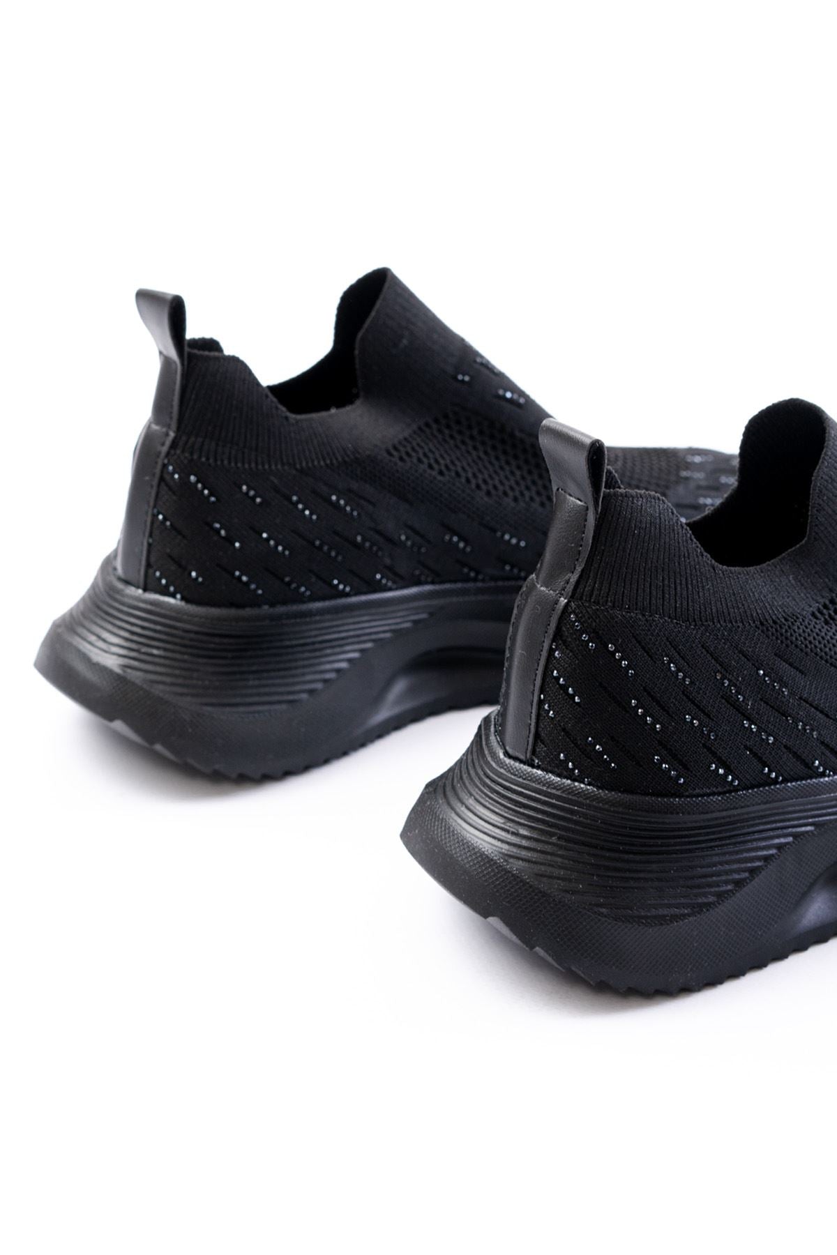 Ayakkabı Aşkı Siyah Fileli Faillant Taban Taş Aksesuarlı Günlük Spor Ayakkabı