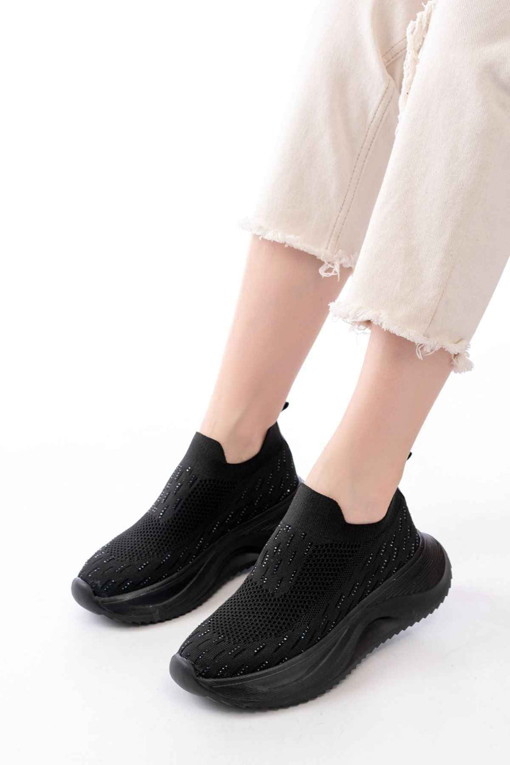 Ayakkabı Aşkı Dm-707  Siyah Fileli Faillant Taban Taş Aksesuarlı Günlük Spor Ayakkabı