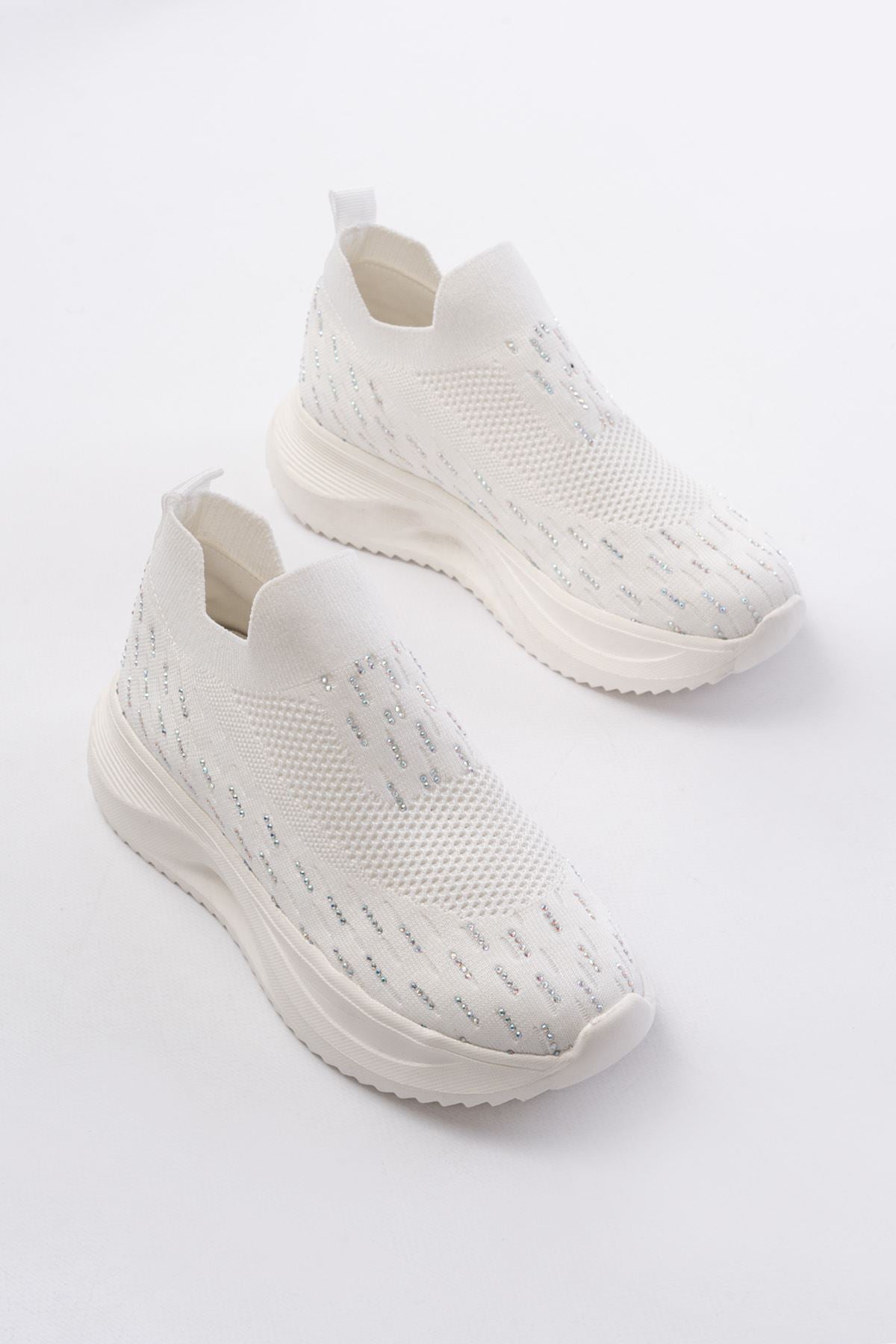 Ayakkabı Aşkı Beyaz Fileli Faillant Taban Taş Aksesuarlı Günlük Spor Ayakkabı - Ayakkabı Aşkı