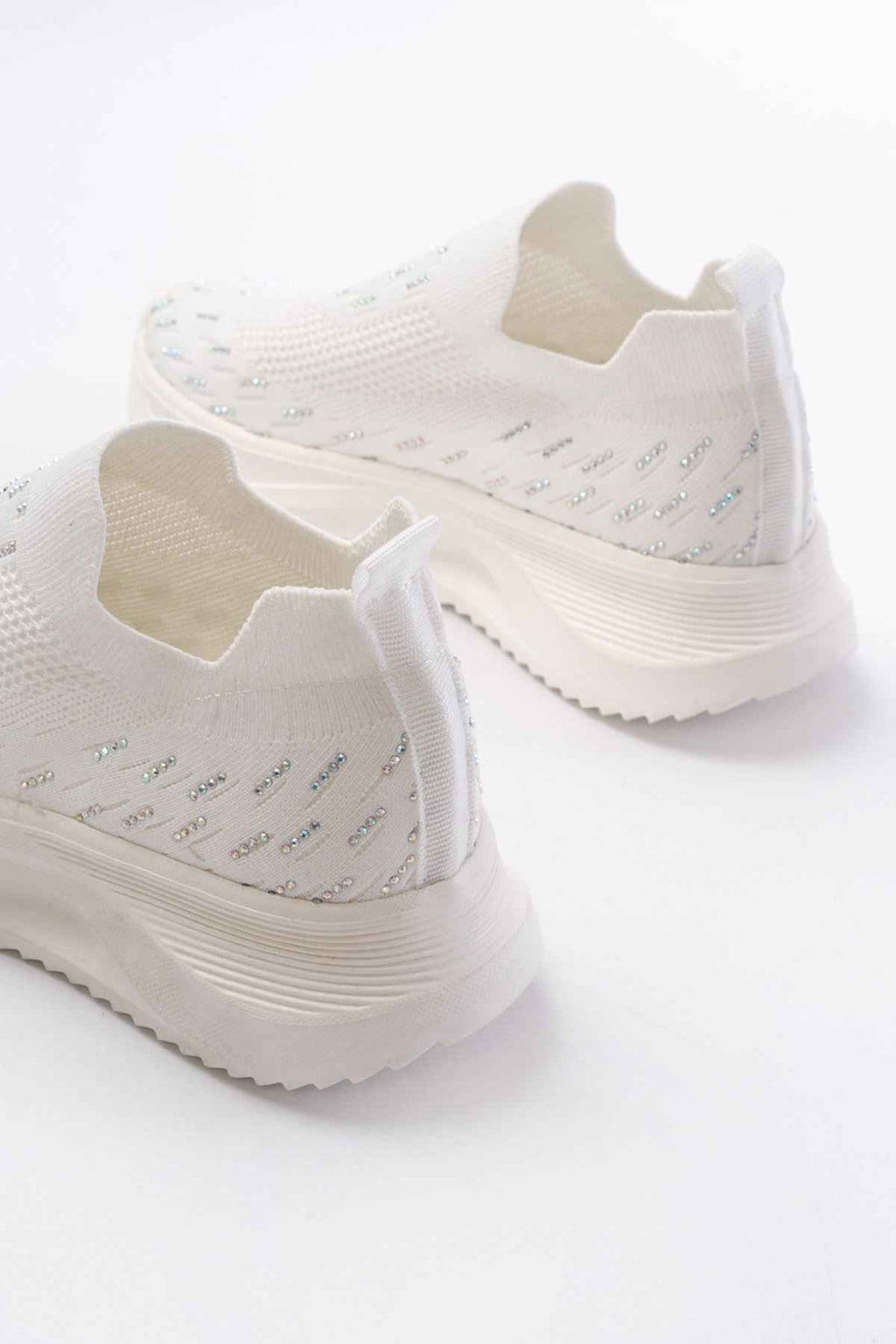 Ayakkabı Aşkı Dm-707  Beyaz Fileli Faillant Taban Taş Aksesuarlı Günlük Spor Ayakkabı
