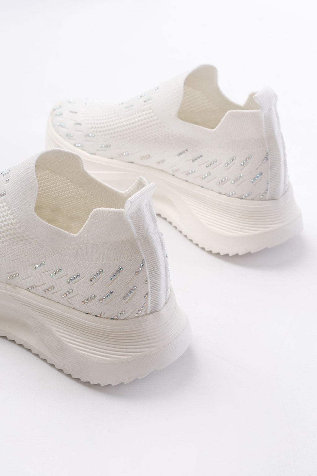 Ayakkabı Aşkı Beyaz Fileli Faillant Taban Taş Aksesuarlı Günlük Spor Ayakkabı - Ayakkabı Aşkı