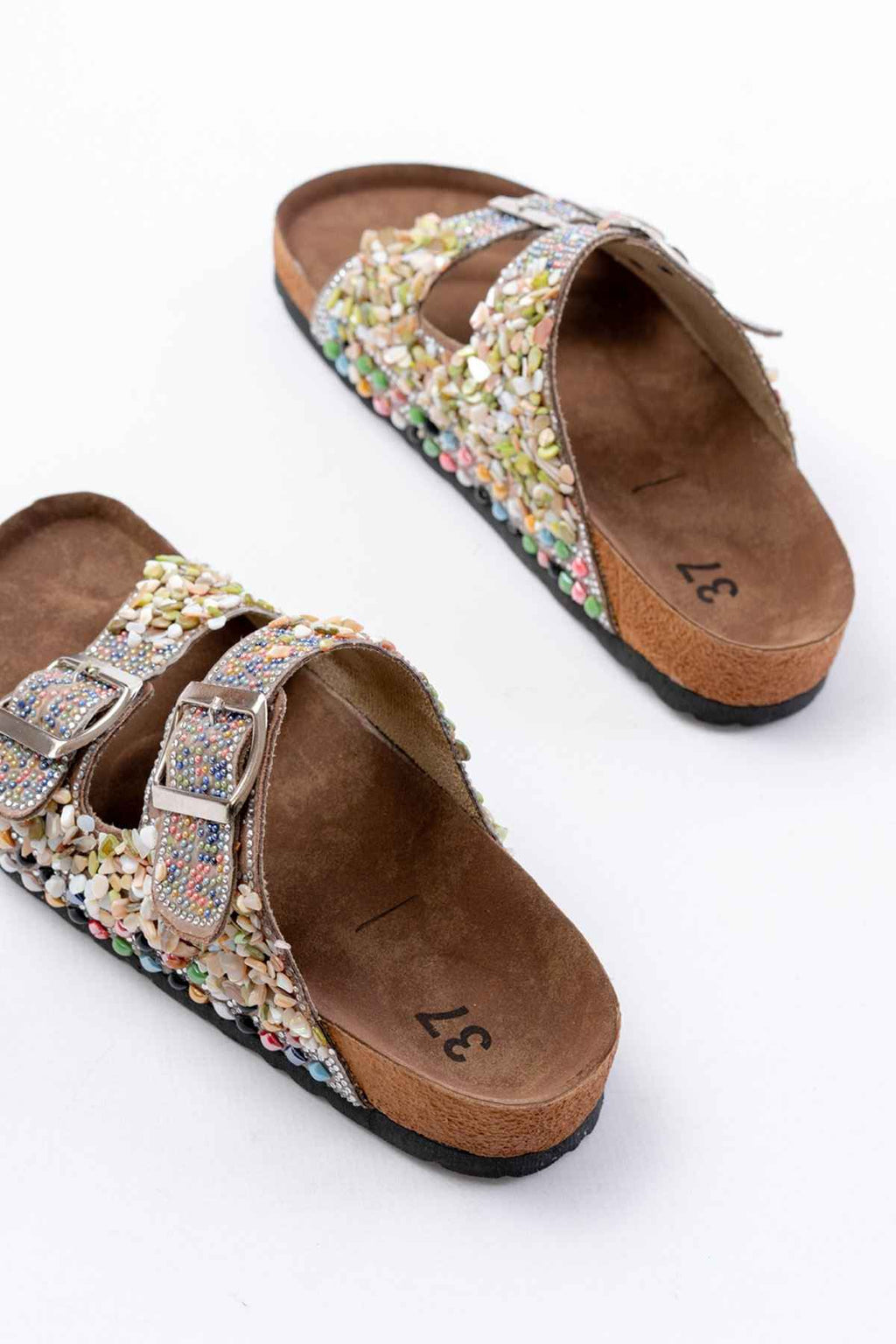 Ayakkabı Aşkı Dn-07 Vizon Günlük  Taş Aksesuarlı Kadın Terlik