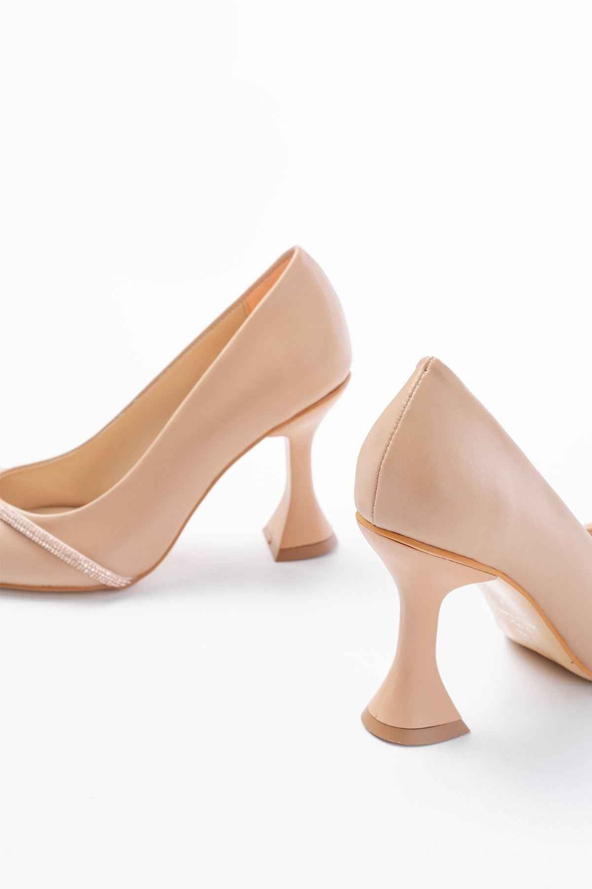 Ayakkabı Aşkı  K-10 Nut Günlük Sarmal Taşlı Topuklu Kadın Ayakkabı