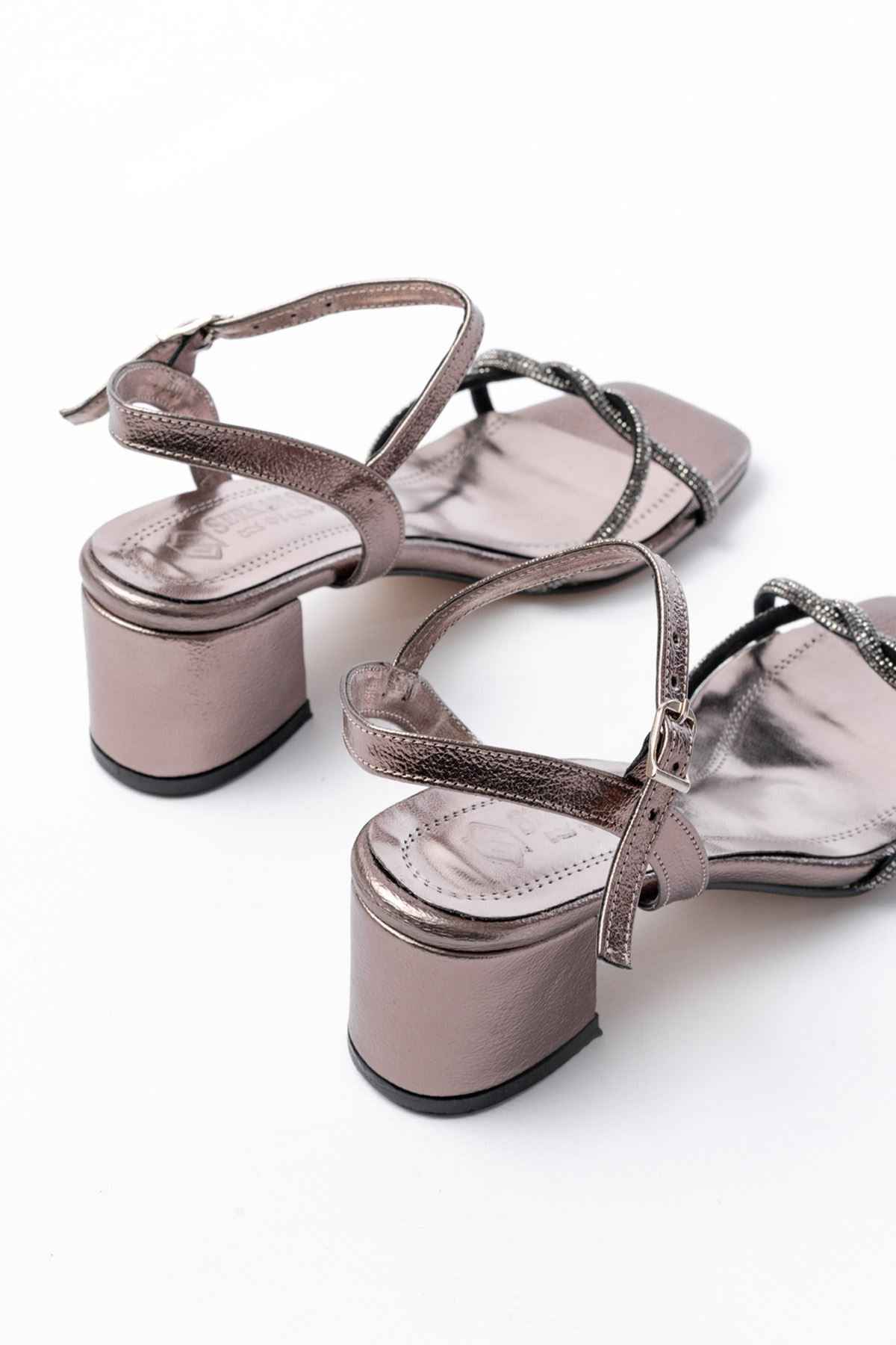 Ayakkabı Aşkı K-888 Kadın Platin Ince Sarmal Bantlı Topuklu Ayakkabı
