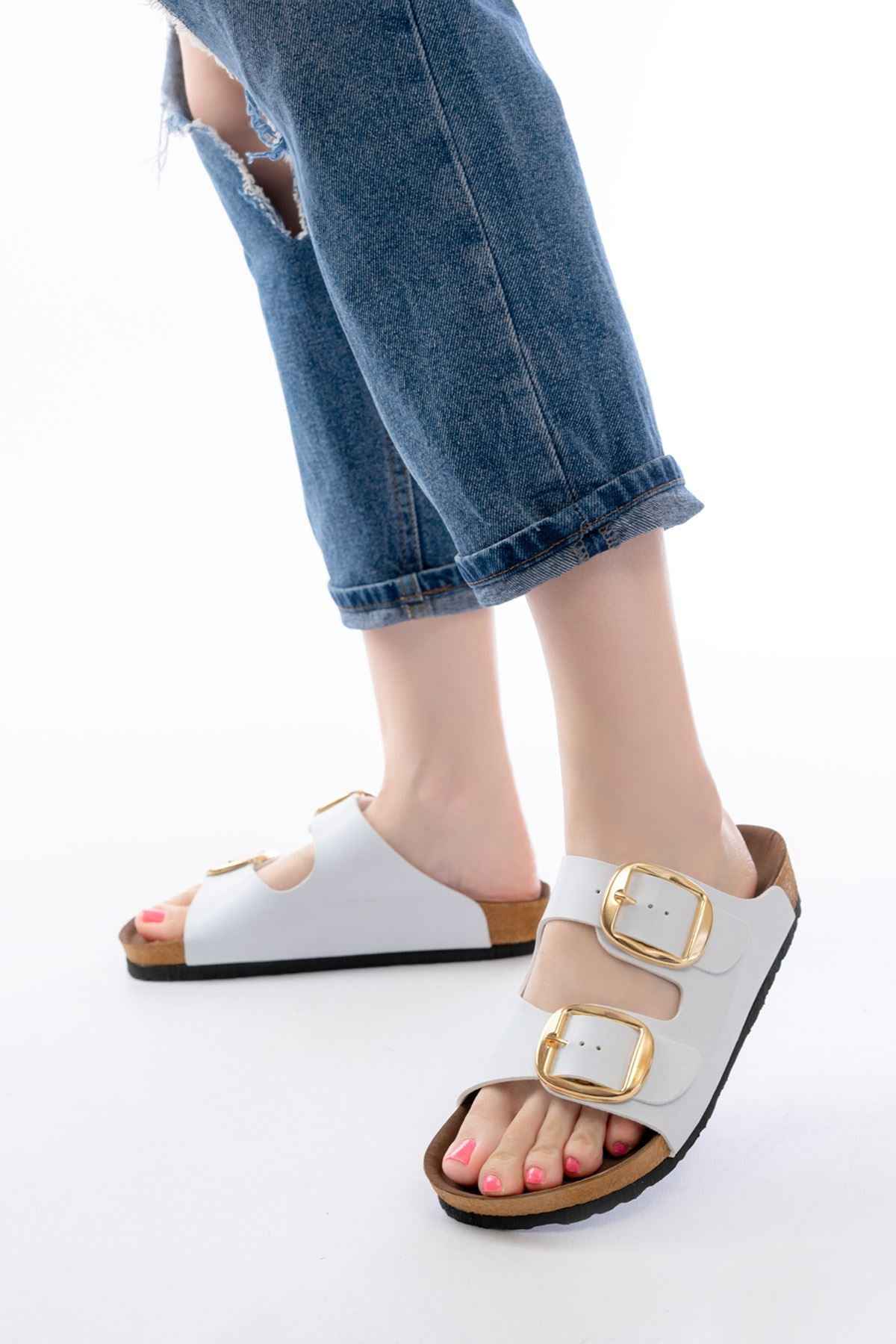 Ayakkabı Aşkı P-101 Beyaz Günlük Kadın Terlik