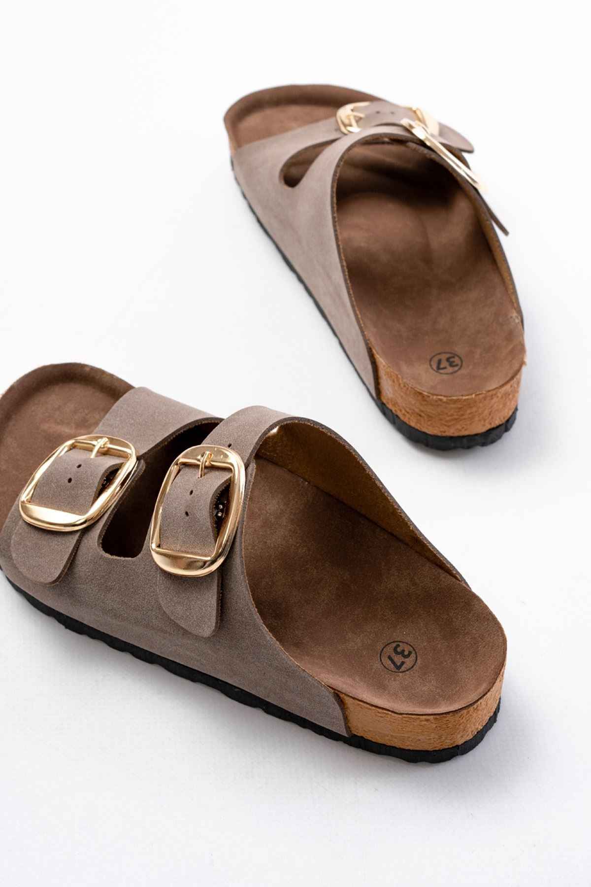 Ayakkabı Aşkı P-101 Vizon Günlük  Kadın Terlik