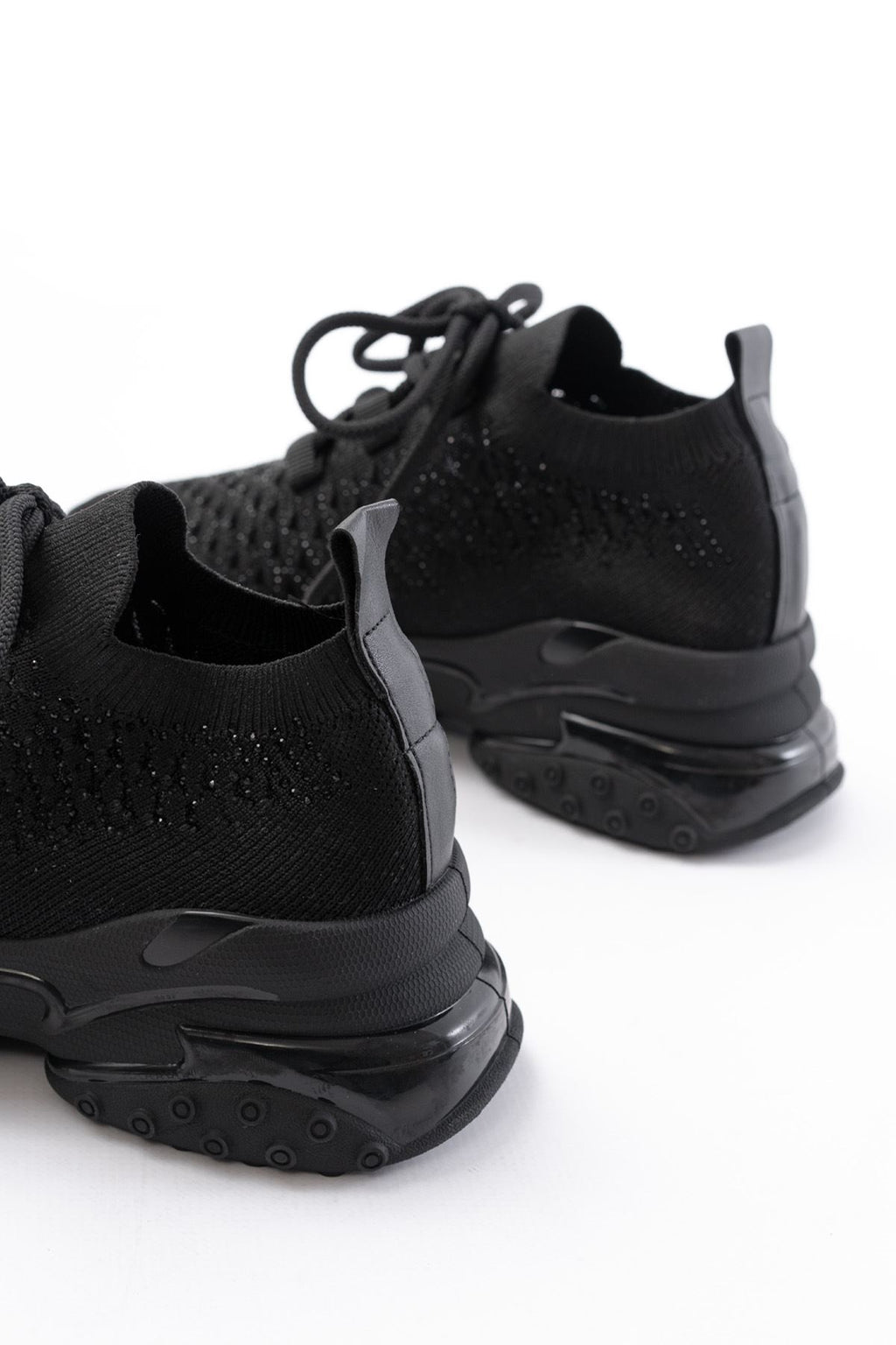 Ayakkabı Aşkı Siyah Günlük Bağcıklı Fileli Taş Aksesuarlı Kadın Spor Ayakkabı
