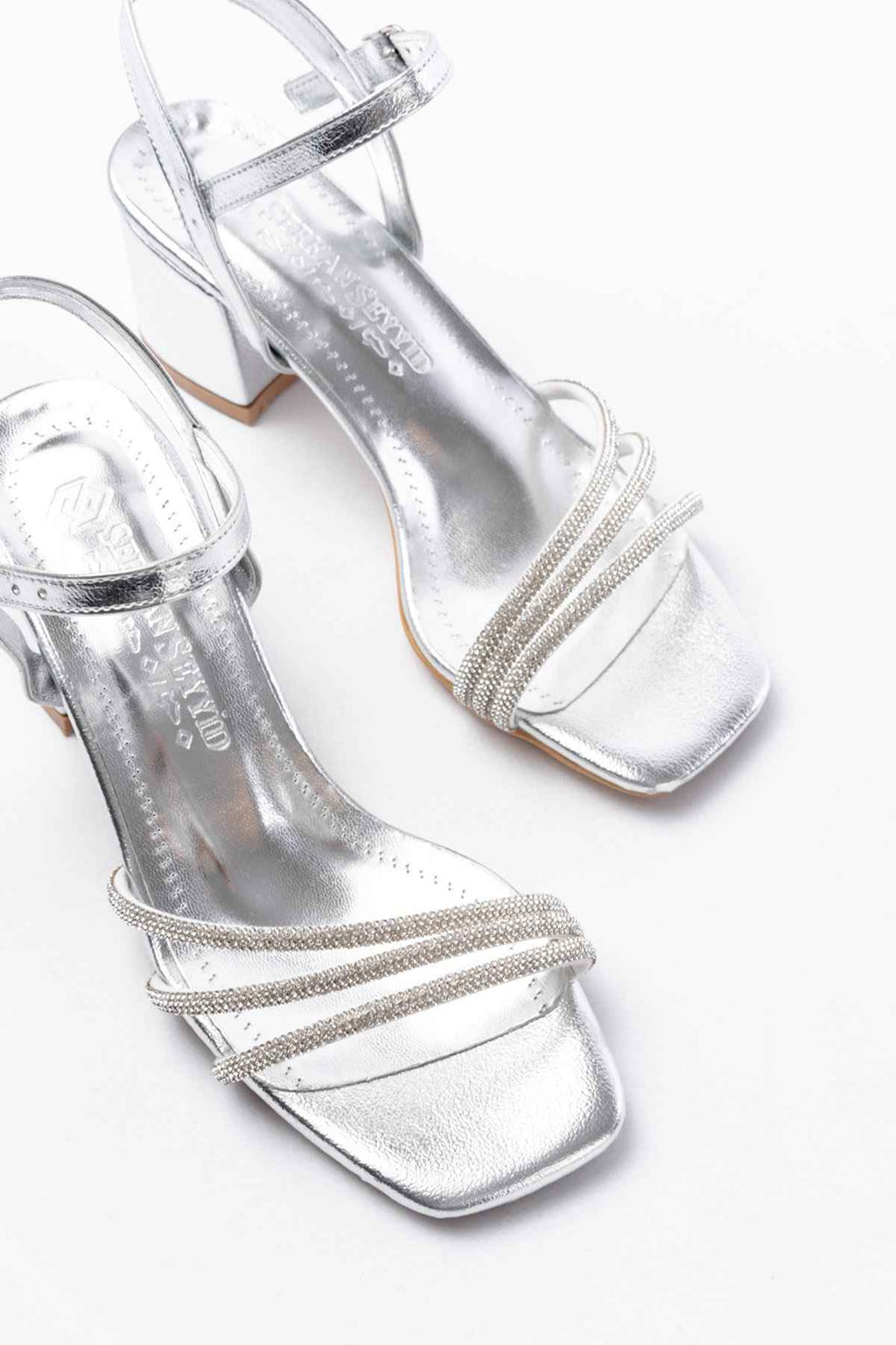 Ayakkabı Aşkı S-889  Gümüş 3 Bantlı Topuklu Kadın Ayakkabı