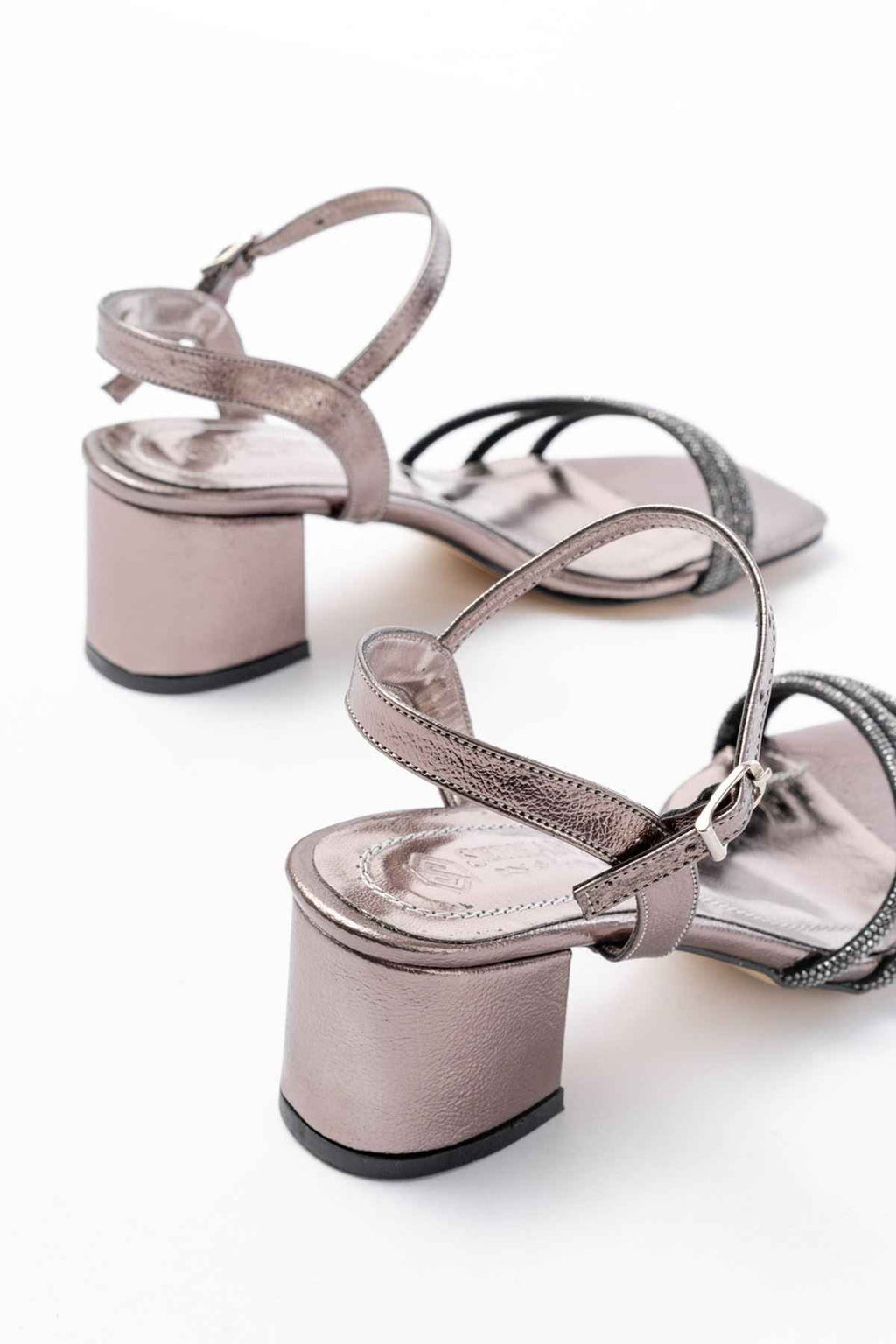Ayakkabı Aşkı S-889  Platin 3 Bantlı Topuklu Kadın Ayakkabı
