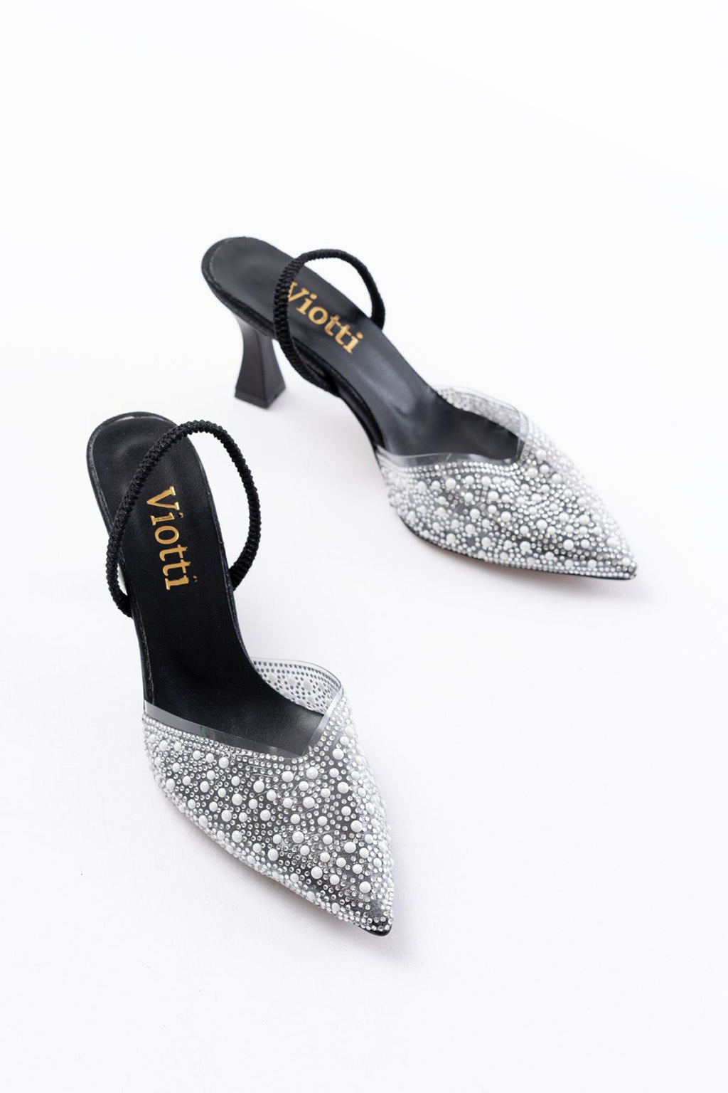 Ayakkabı Aşkı Siyah Günlük Arkası Açık Taşlı Topuklu Bayan Ayakkabı