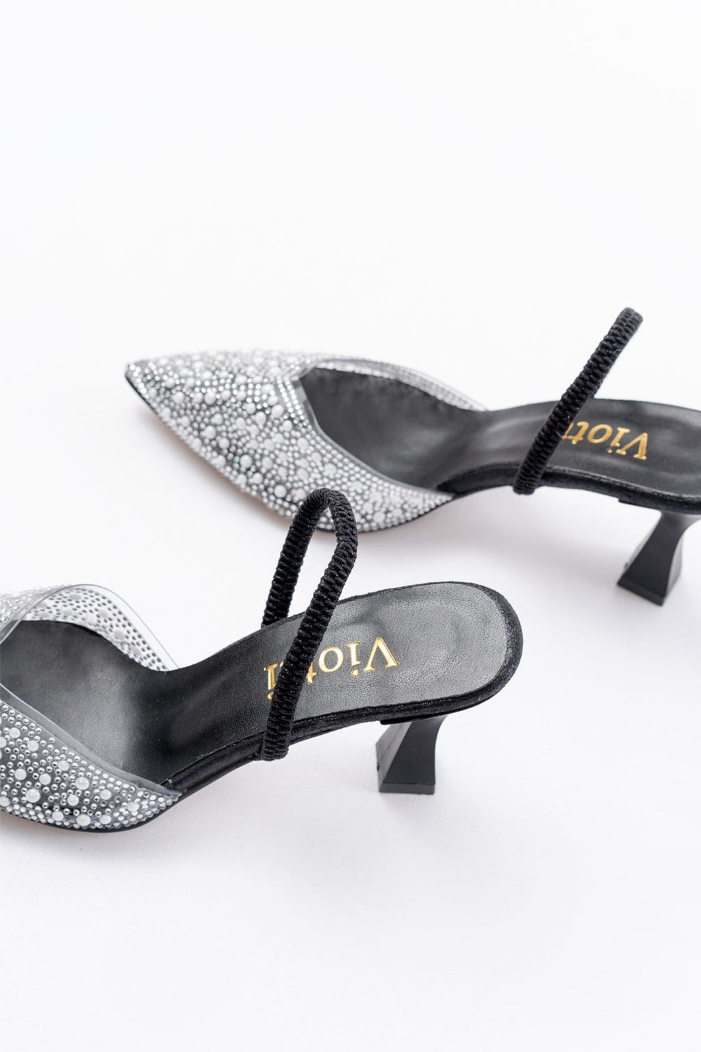 Ayakkabı Aşkı Siyah Günlük Arkası Açık Taşlı Topuklu Bayan Ayakkabı