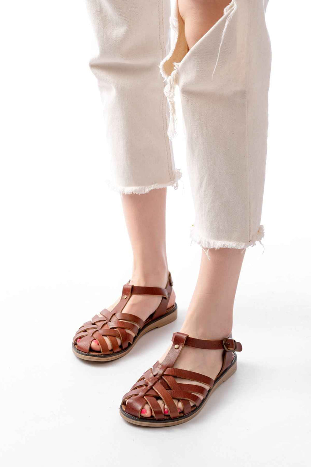 Ayakkabı Aşkı 205-02 K. Kahve Ortopedik Hakiki Deri Kadın Sandalet