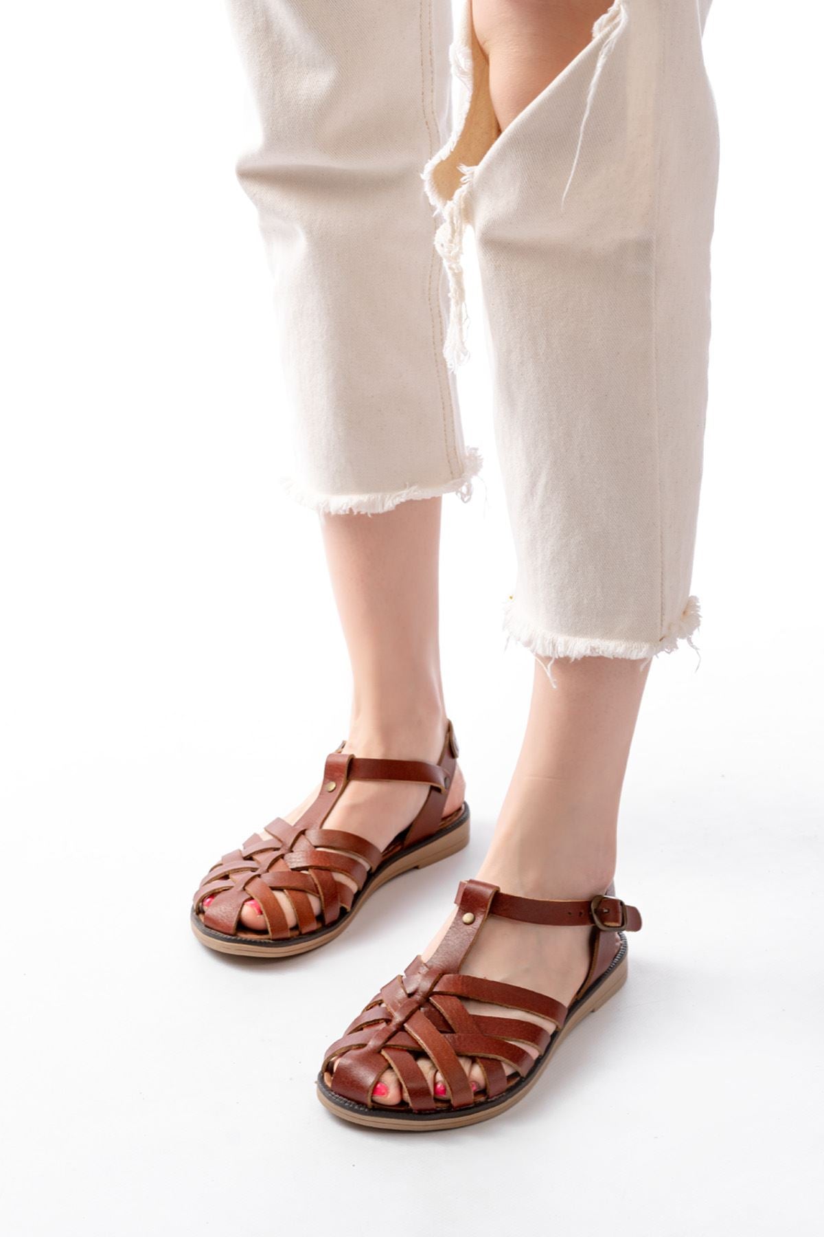 Ayakkabı Aşkı K. Kahve Ortopedik Hakiki Deri Kadın Sandalet - Ayakkabı Aşkı