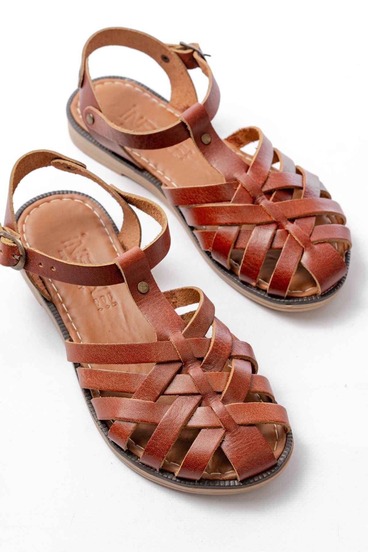 Ayakkabı Aşkı 205-02 K. Kahve Ortopedik Hakiki Deri Kadın Sandalet