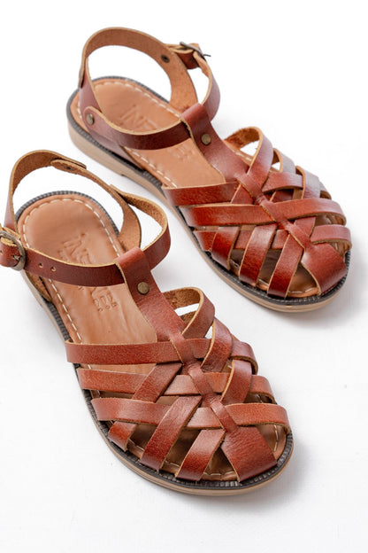 Ayakkabı Aşkı K. Kahve Ortopedik Hakiki Deri Kadın Sandalet