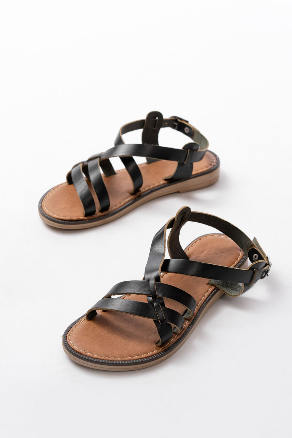 Ayakkabı Aşkı Siyah Ortopedik Hakiki Deri Kadın Sandalet