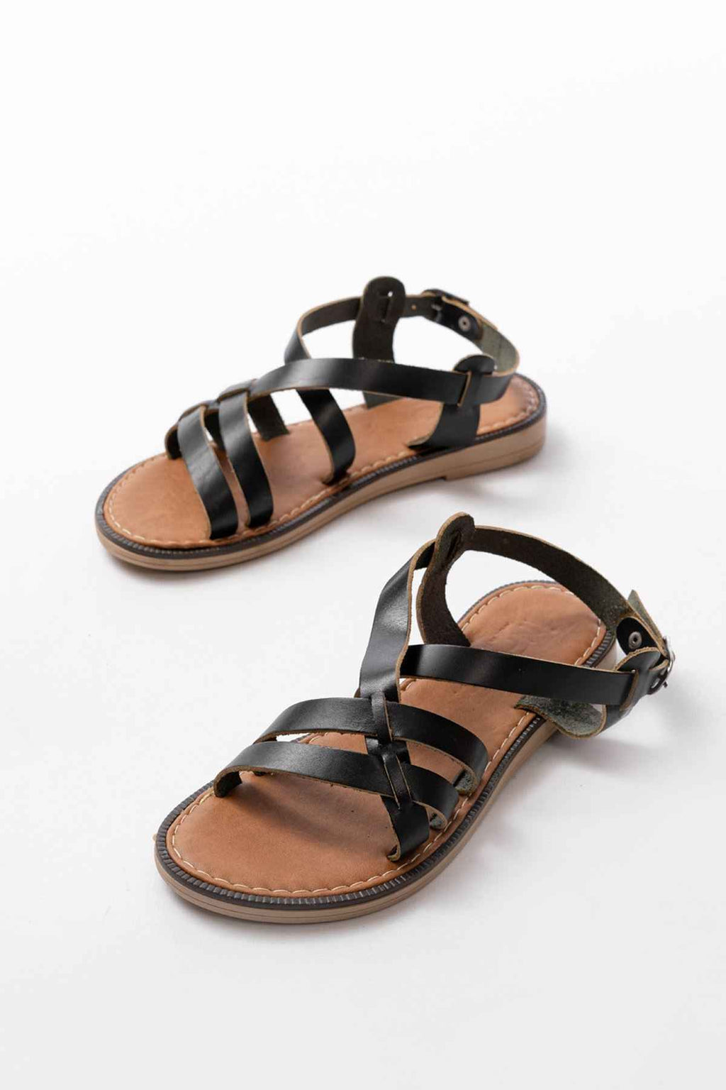 Ayakkabı Aşkı 205-05 Siyah Ortopedik Hakiki Deri Kadın Sandalet