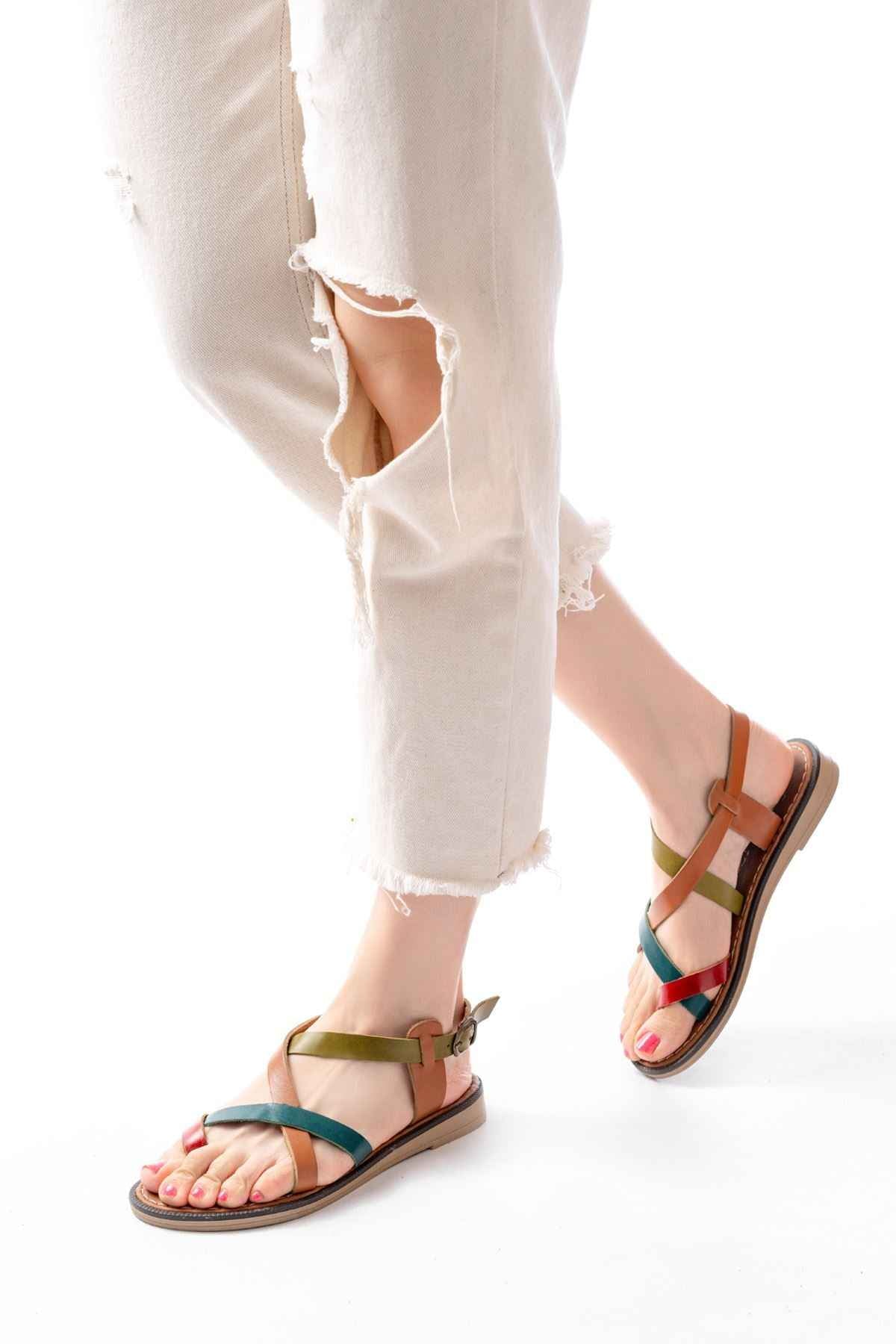 Ayakkabı Aşkı 205-08 Multi Ortopedik Hakiki Deri Kadın Sandalet