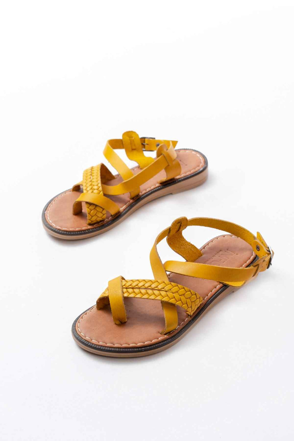 Ayakkabı Aşkı 205-09 Hardal Ortopedik Hakiki Deri Kadın Sandalet