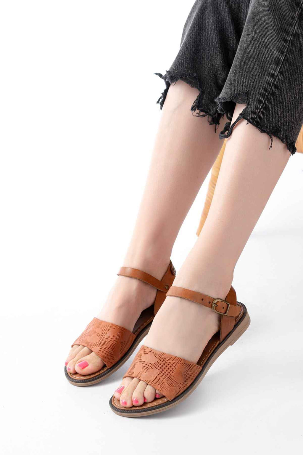 Ayakkabı Aşkı 205-012 Taba Ortopedik Hakiki Deri Kadın Sandalet