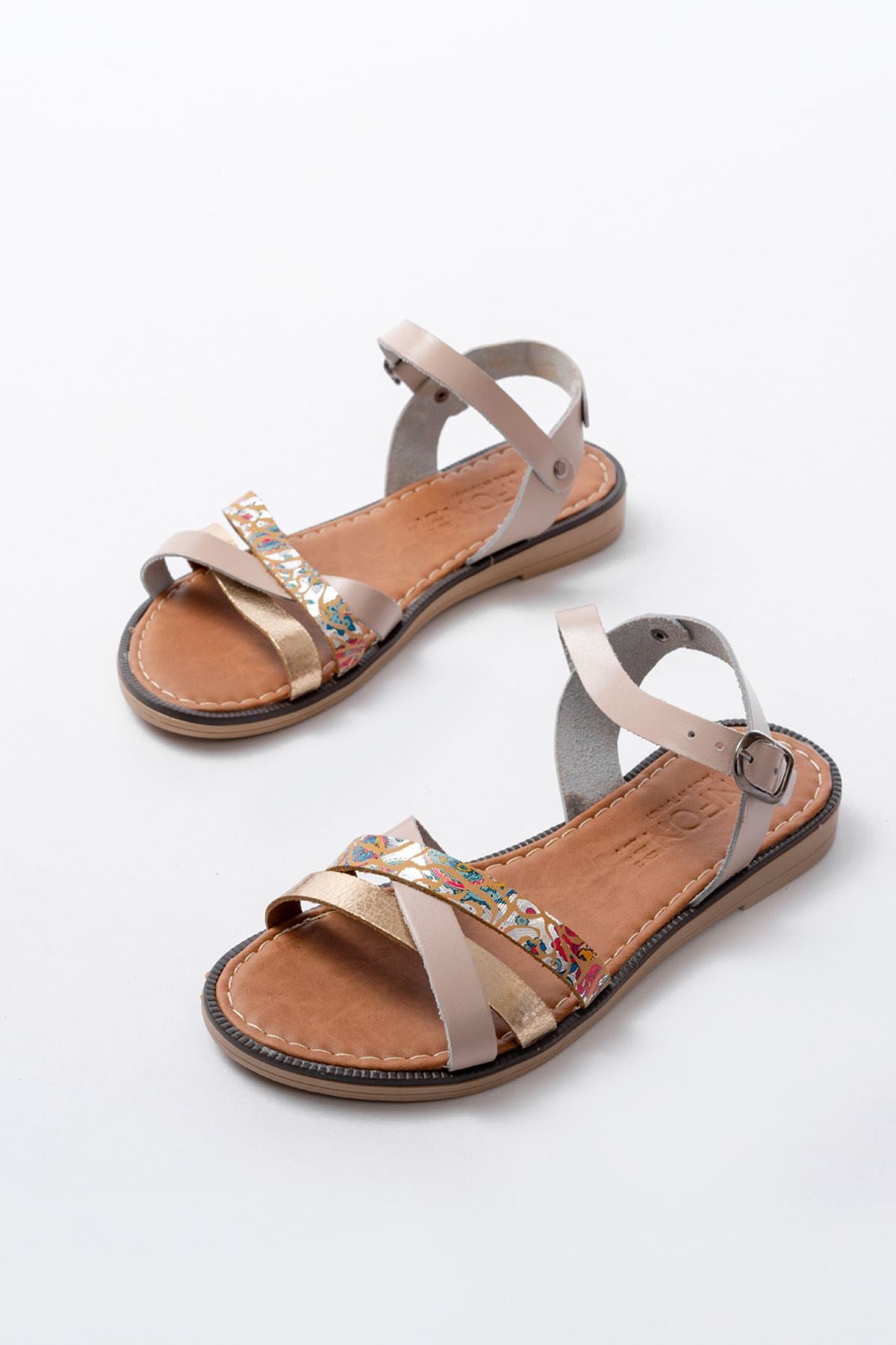 Ayakkabı Aşkı BeJ Garni Ortopedik Hakiki Deri Kadın Sandalet