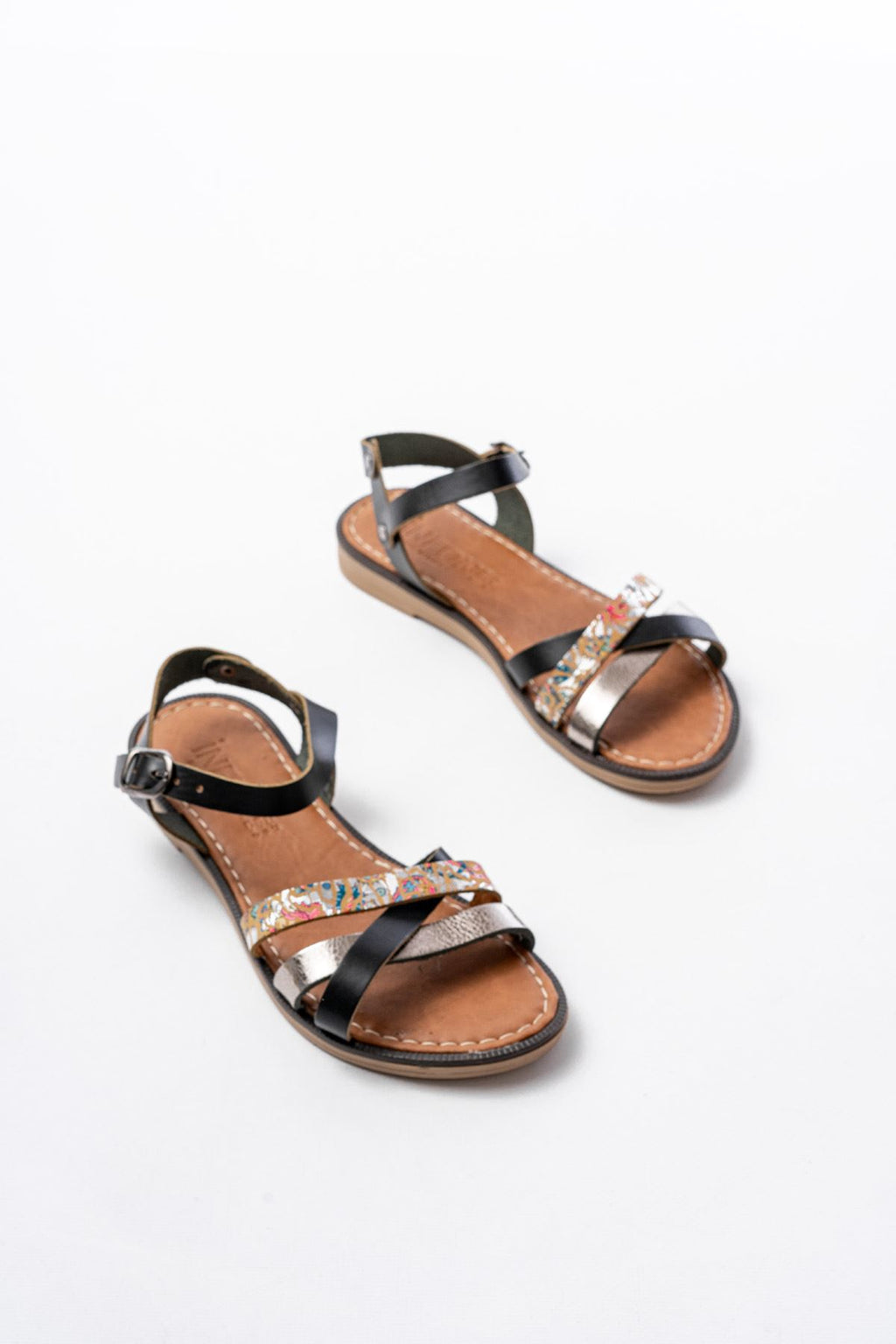 Ayakkabı Aşkı Siyah Garni Ortopedik Hakiki Deri Kadın Sandalet