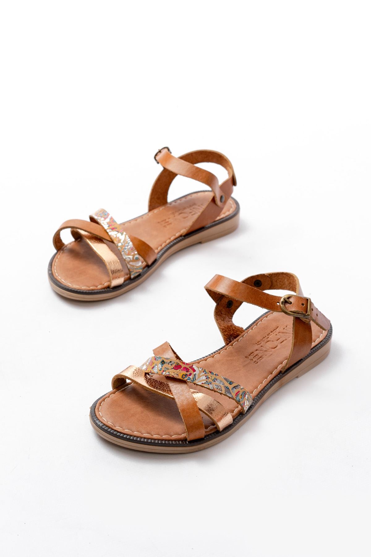 Ayakkabı Aşkı Taba Garni Ortopedik Hakiki Deri Kadın Sandalet