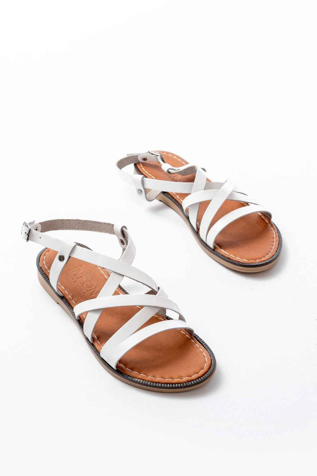 Ayakkabı Aşkı 205-017 Beyaz Ortopedik Hakiki Deri Kadın Sandalet