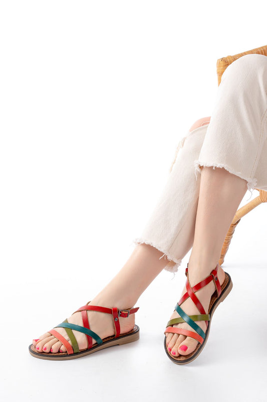 Ayakkabı Aşkı Multi Ortopedik Hakiki Deri Kadın Sandalet