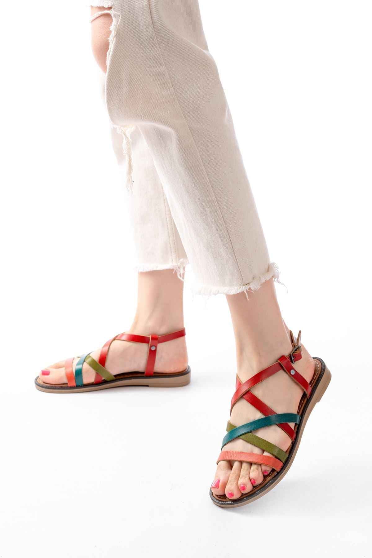 Ayakkabı Aşkı 205-017 Multi Ortopedik Hakiki Deri Kadın Sandalet