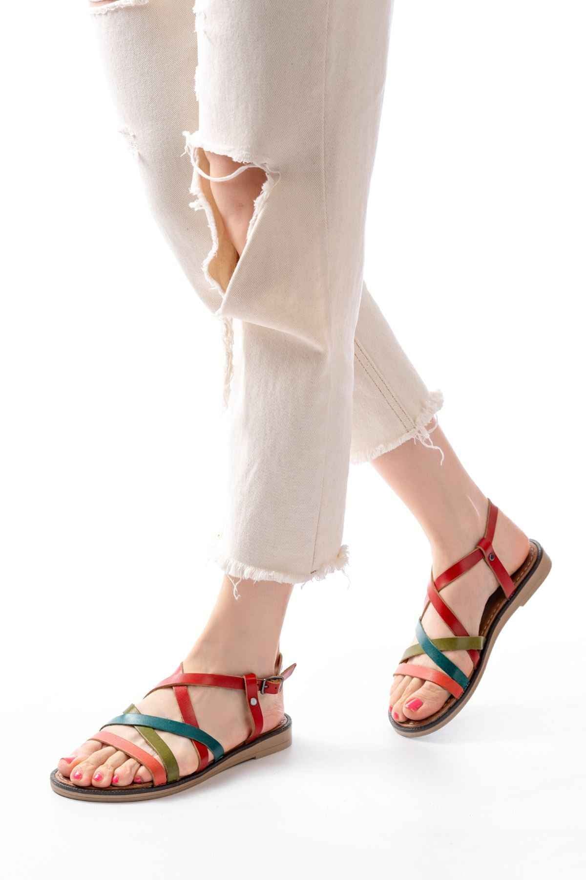 Ayakkabı Aşkı 205-017 Multi Ortopedik Hakiki Deri Kadın Sandalet