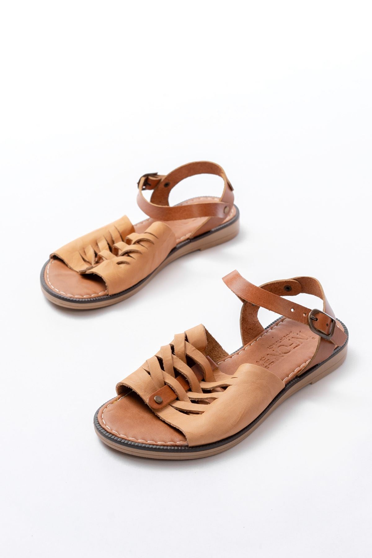Ayakkabı Aşkı Bej Ortopedik Hakiki Deri Kadın Sandalet - Ayakkabı Aşkı