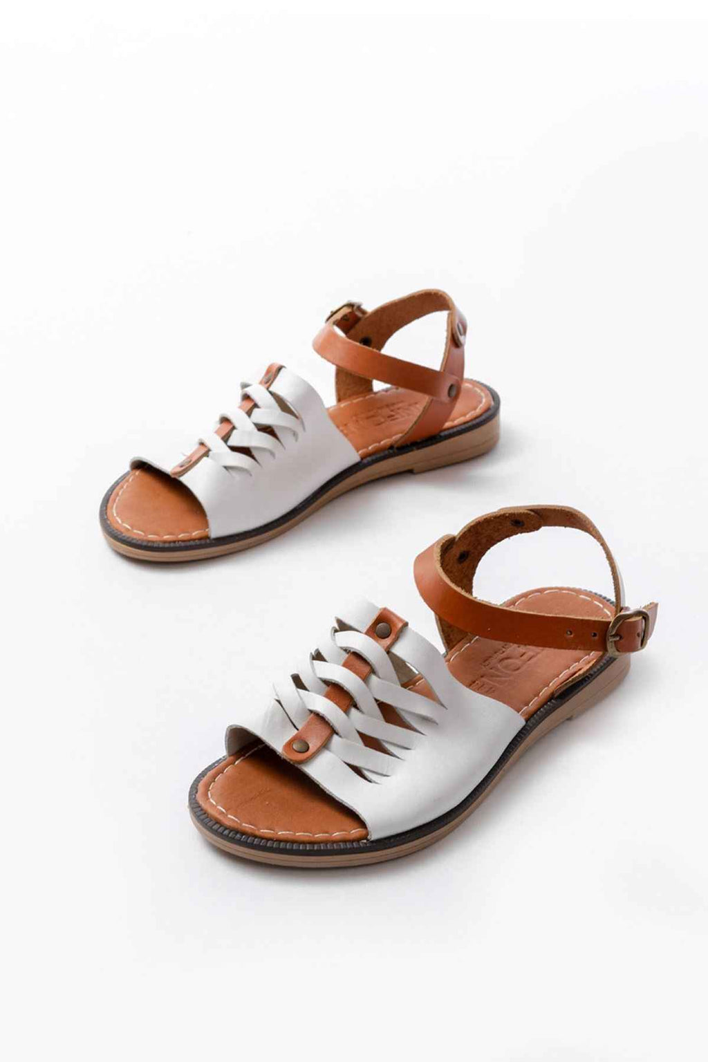 Ayakkabı Aşkı 205-029 Beyaz Ortopedik Hakiki Deri Kadın Sandalet