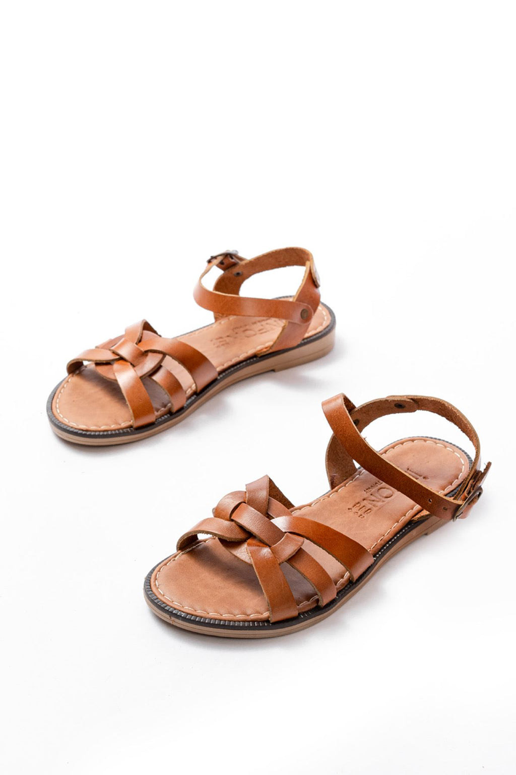 Ayakkabı Aşkı Taba Hakiki Deri Ortopedik Taban Kadın Sandalet