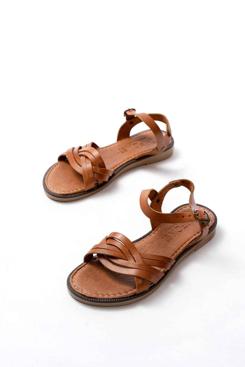 Ayakkabı Aşkı 205-037 Taba Hakiki Deri Ortopedik Taban Kadın Sandalet