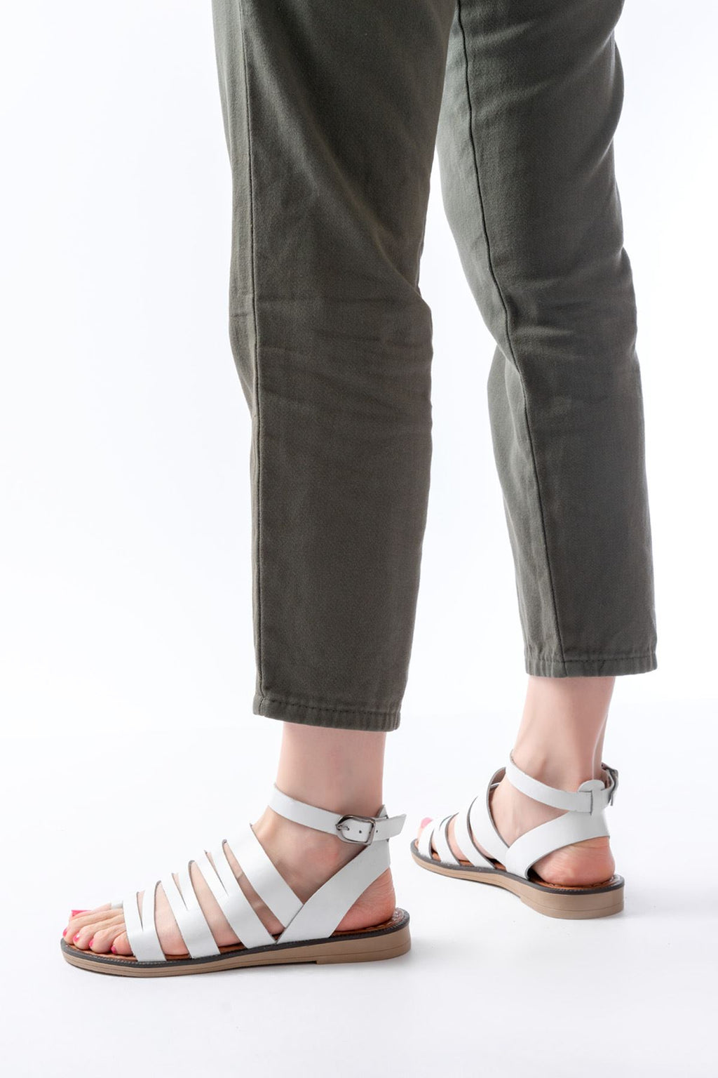 Ayakkabı Aşkı Beyaz Ortopedik Hakiki Deri Kadın Sandalet - Ayakkabı Aşkı